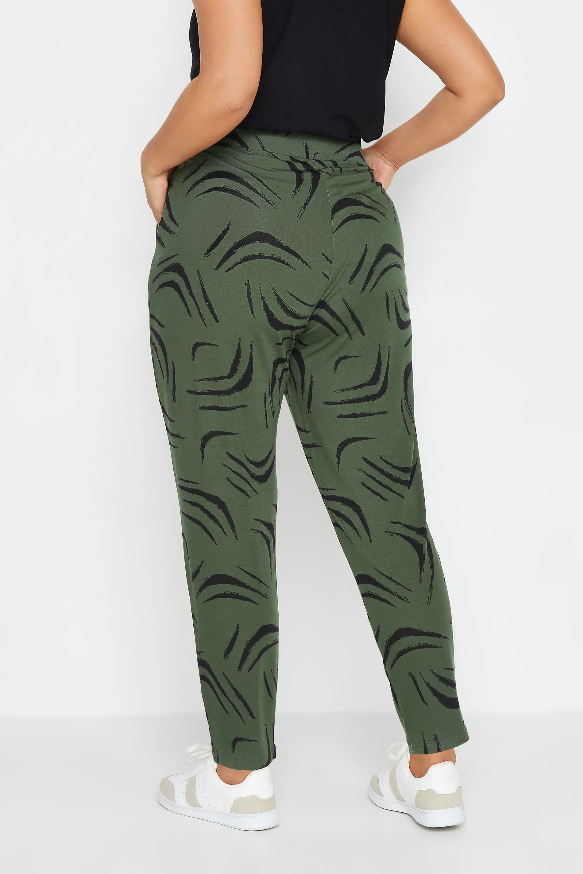 YOURS Curve Khaki Green Double Pleated Harem Trousers