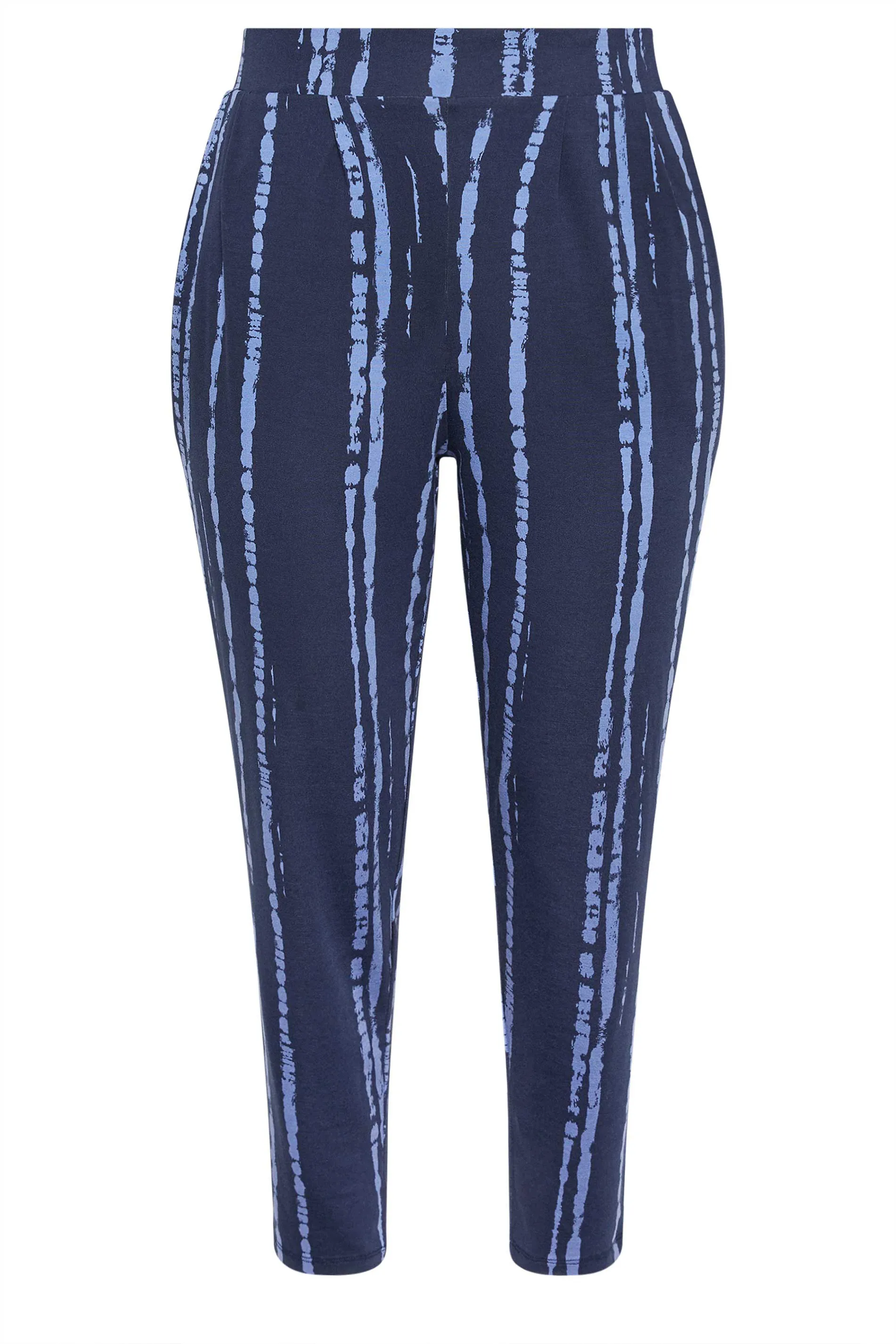 YOURS Curve Navy Blue Double Pleated Harem Trousers