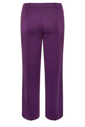 YOURS Curve Purple Wide Leg Button Up Trousers