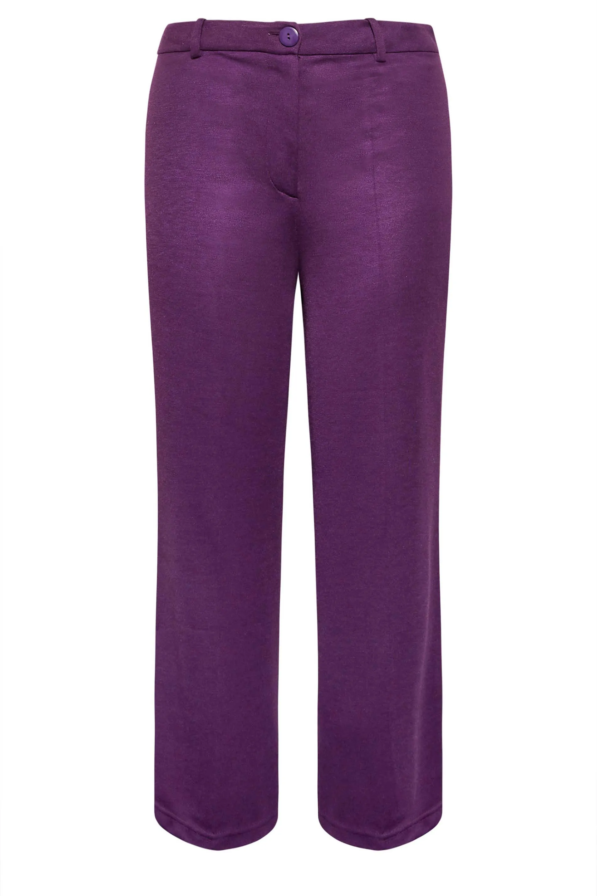 YOURS Curve Purple Wide Leg Button Up Trousers