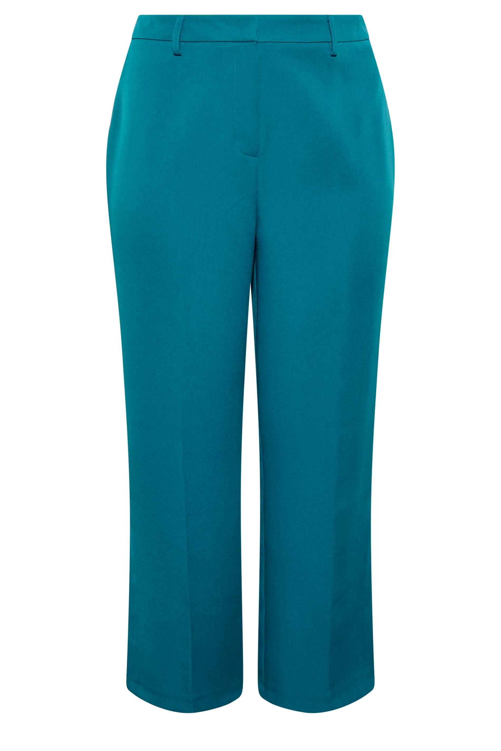 YOURS Curve Teal Blue Split Hem Flared Trousers