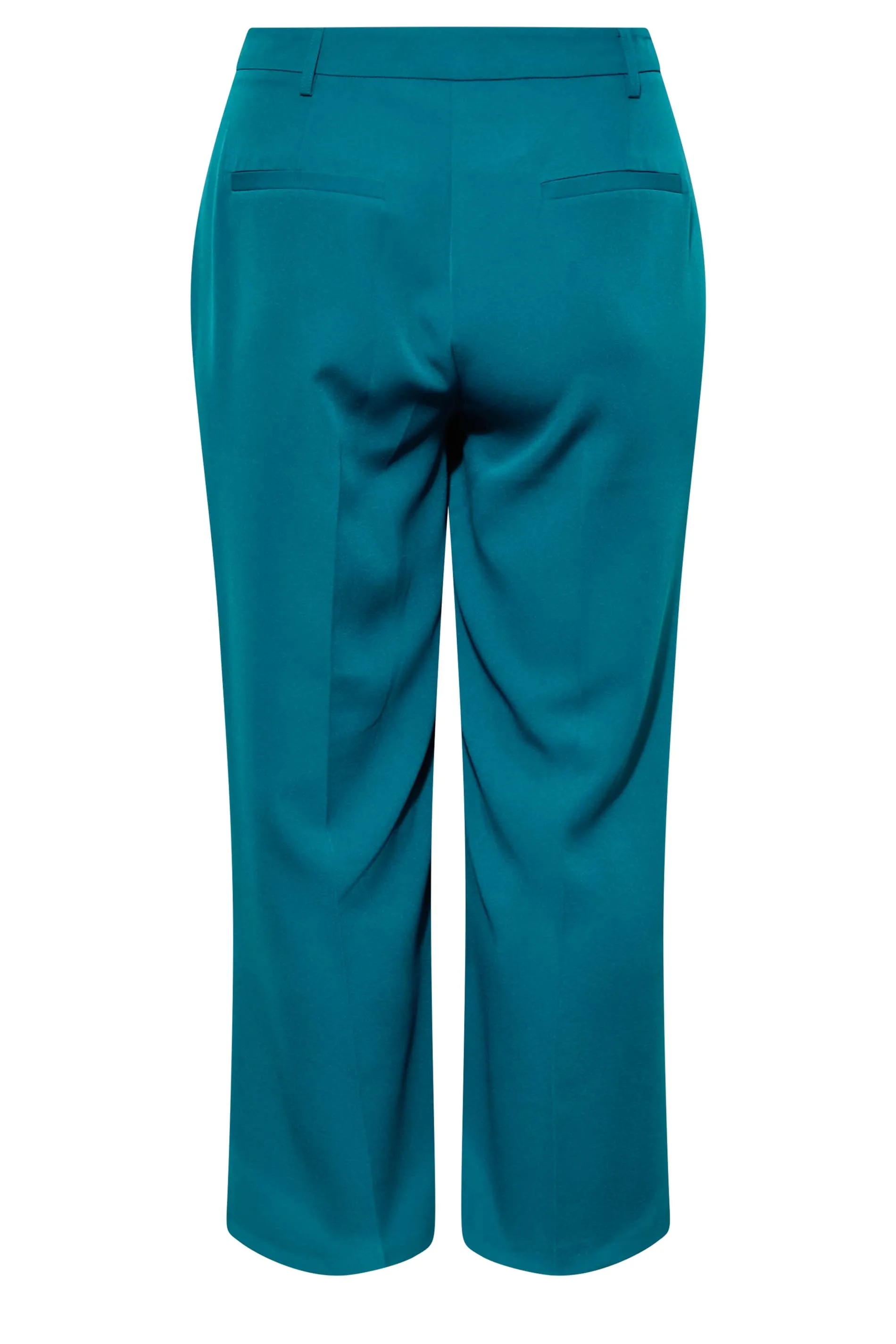 YOURS Curve Teal Blue Split Hem Flared Trousers