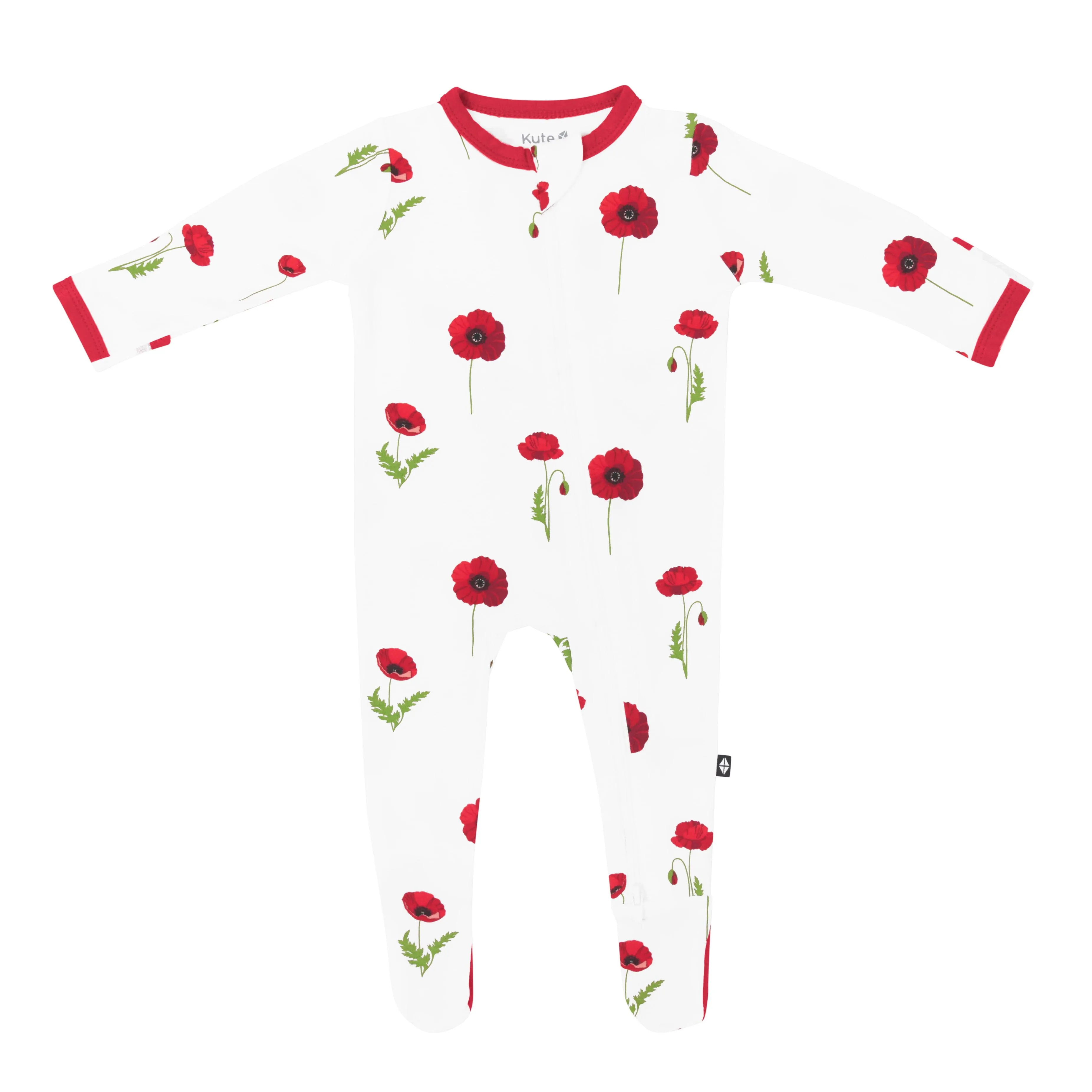 Zippered Footie in Cloud Poppies