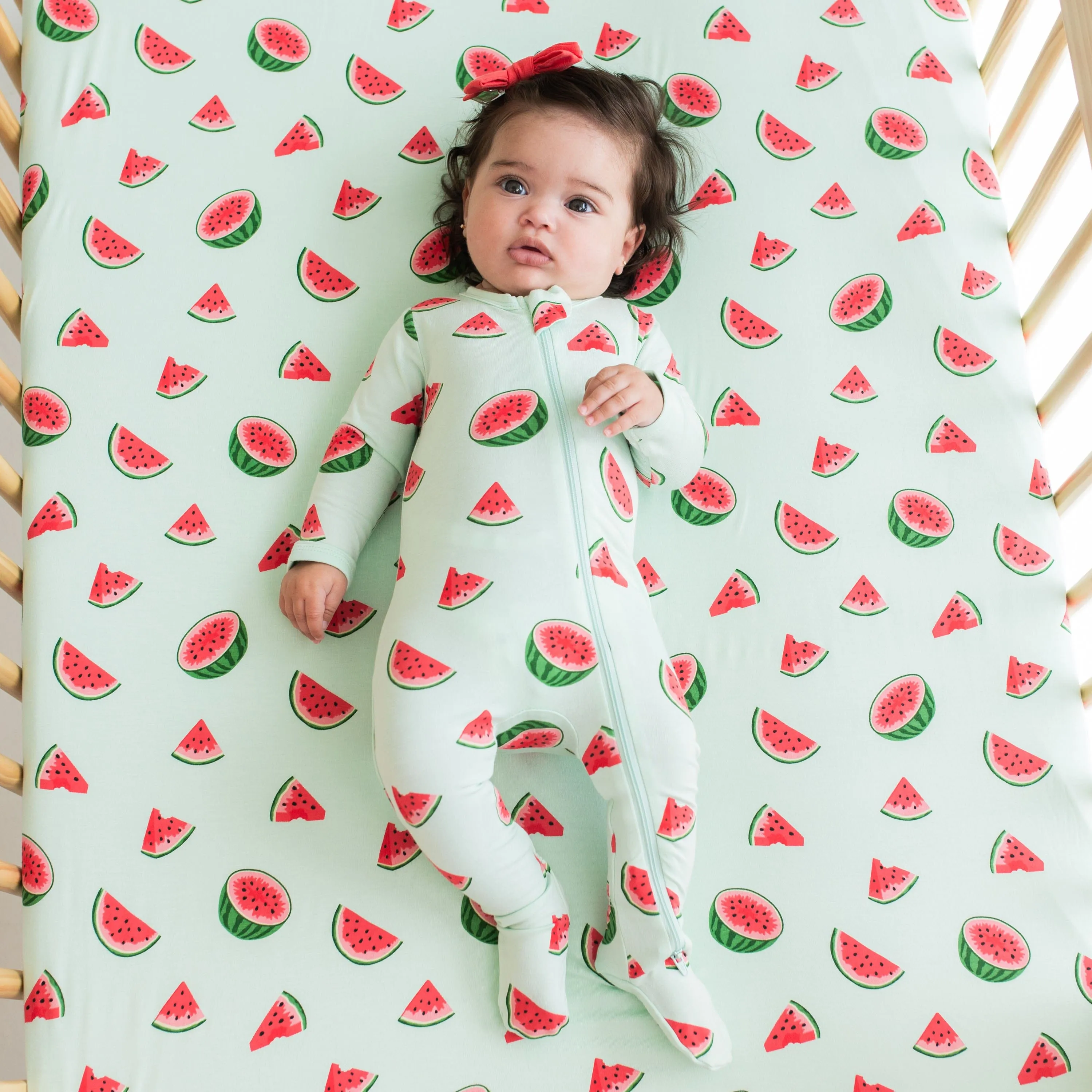 Zippered Footie in Watermelon