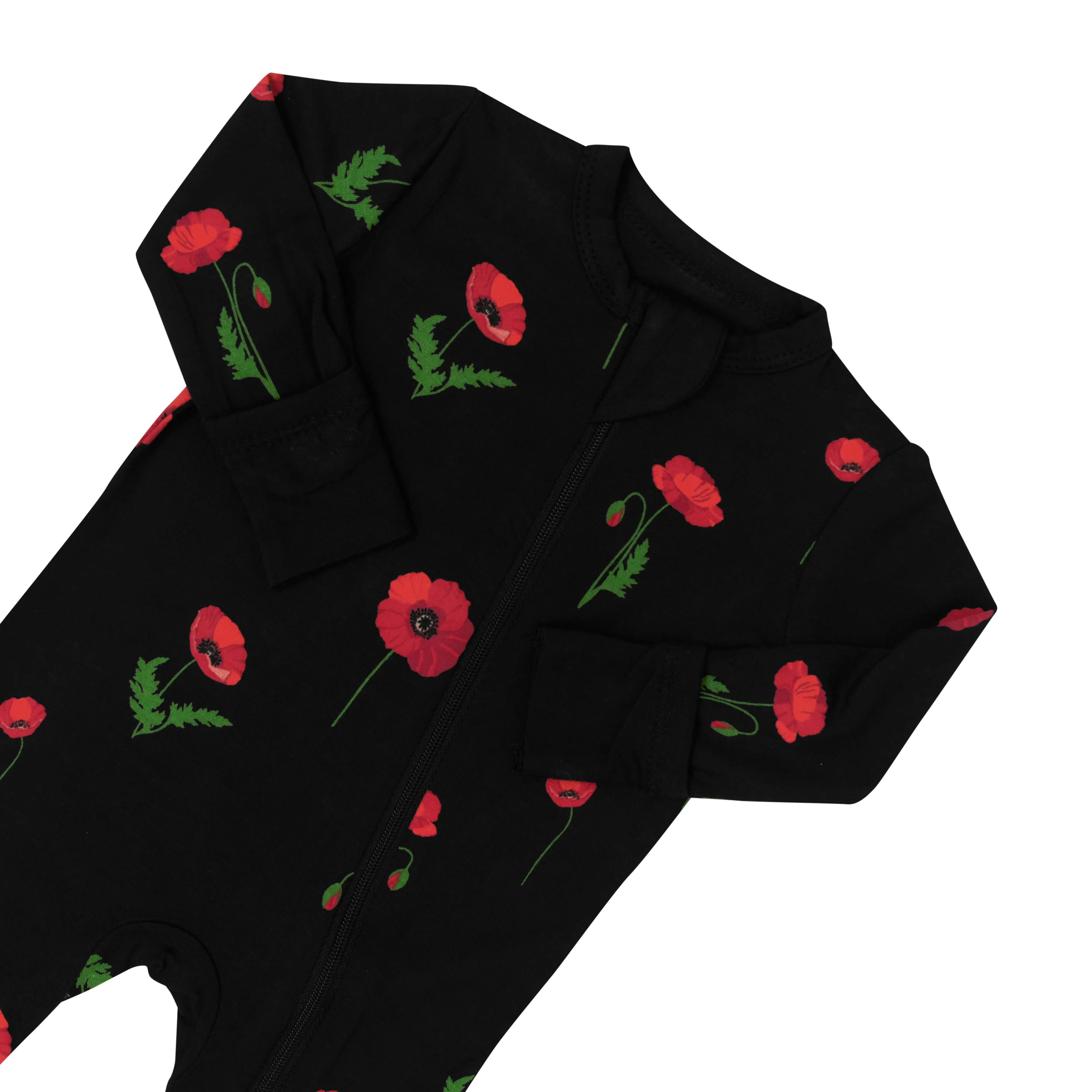 Zippered Romper in Midnight Poppies