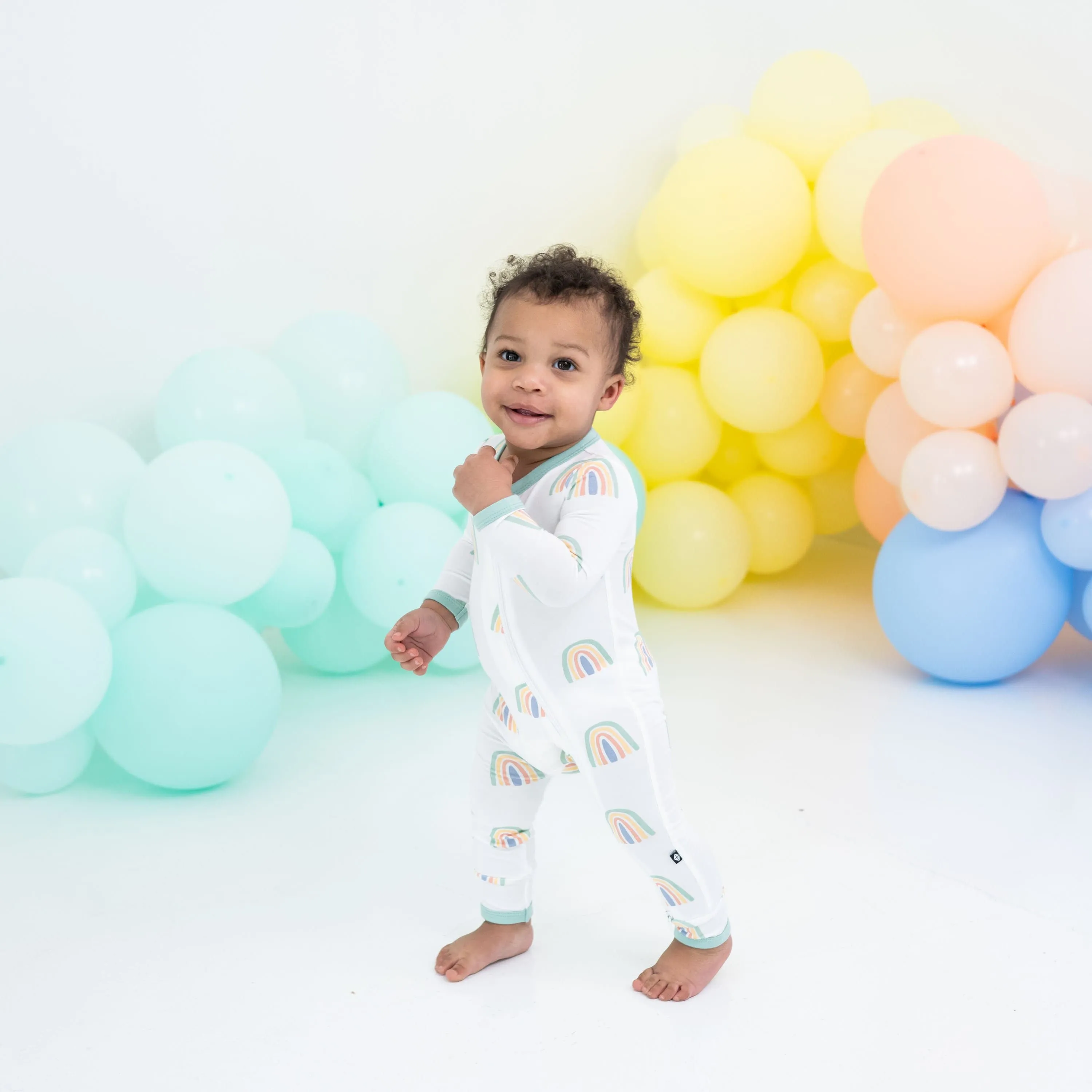 Zippered Romper in Wasabi Rainbow