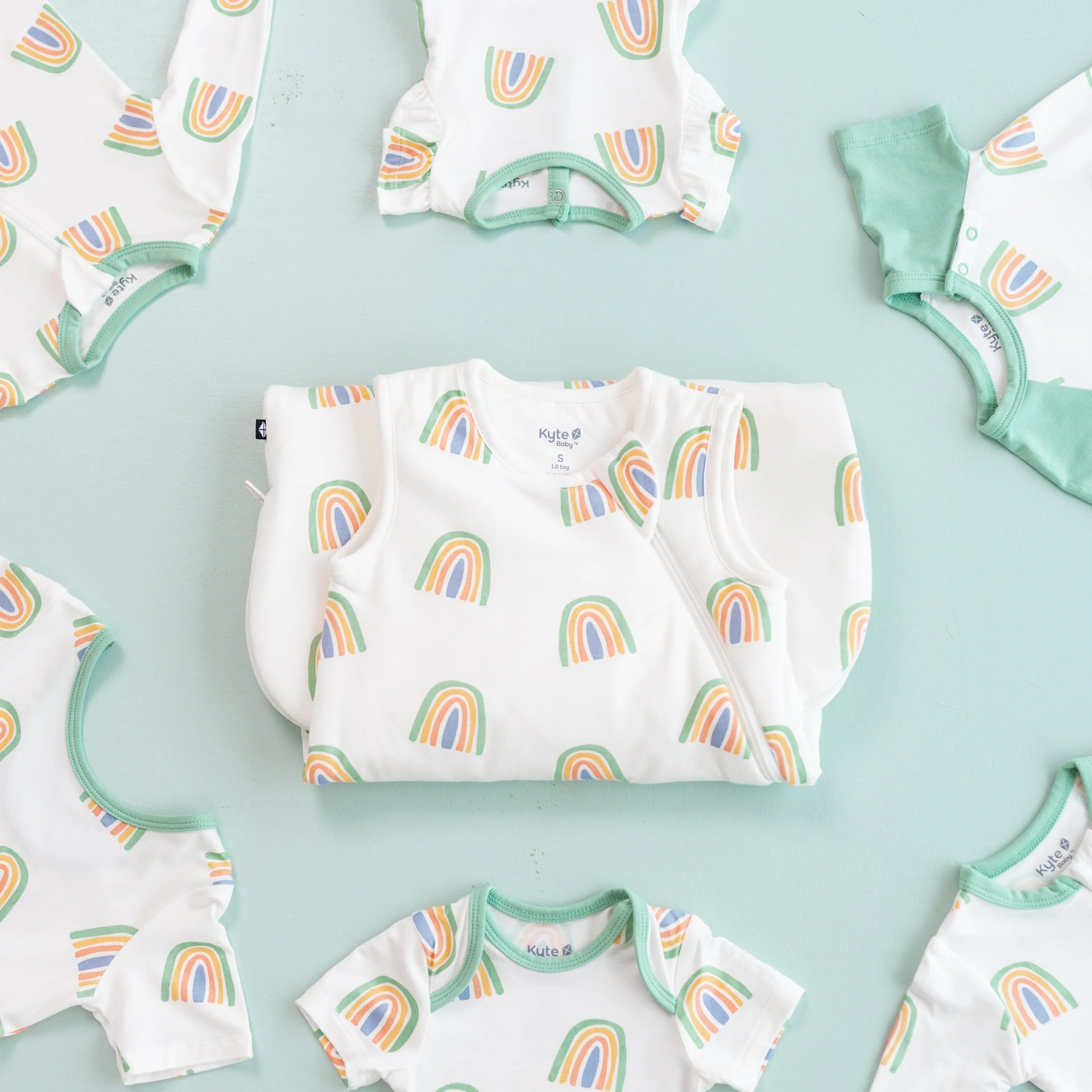 Zippered Romper in Wasabi Rainbow